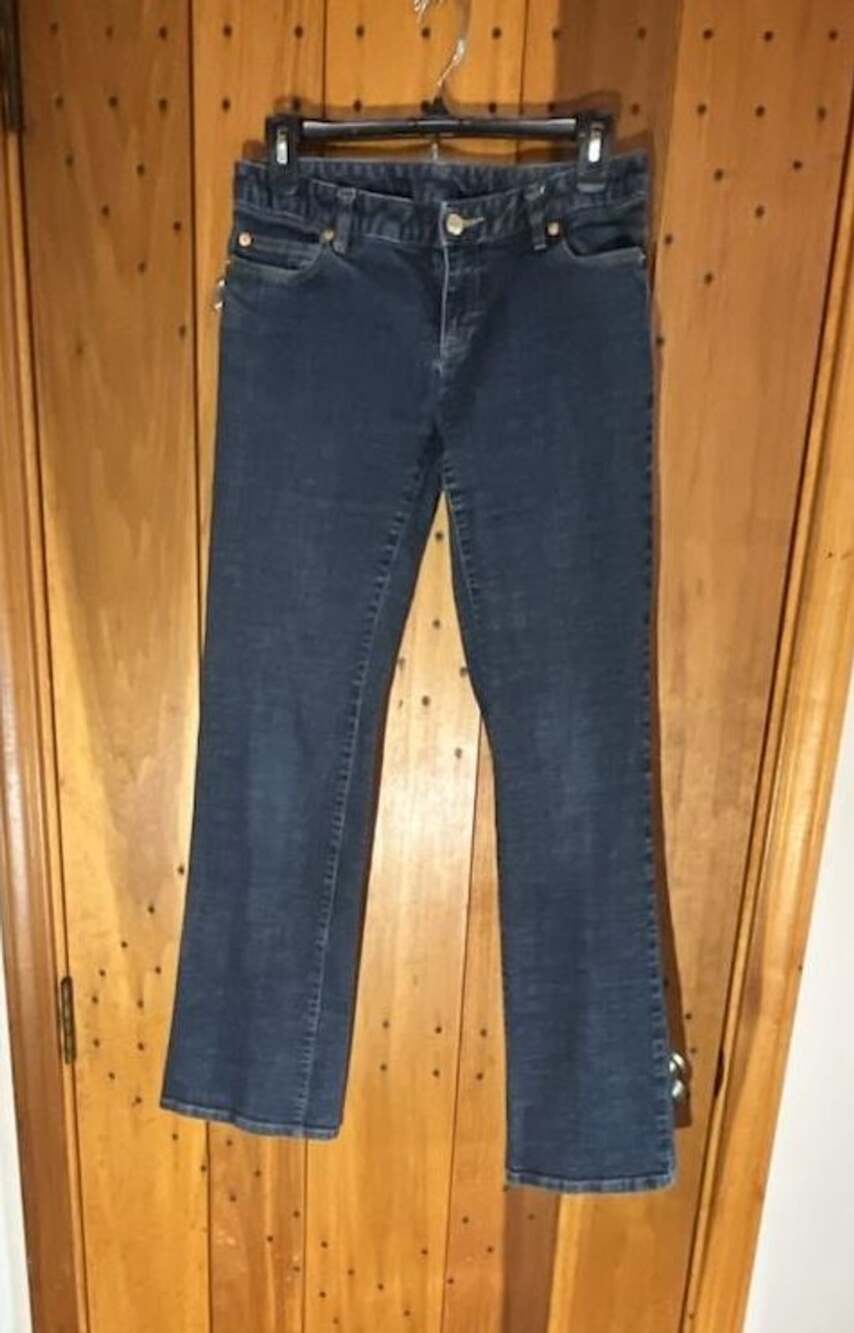 Michael Kors Jeans Size 4 Blue Flare Denim with MK Buckle Detail
